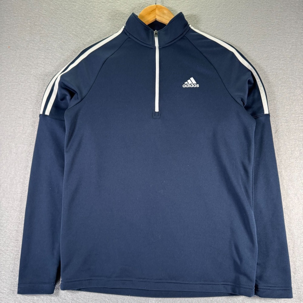 Adidas Golf Quarter Zip Sweater Mens Small Blue Fleece Pullover RN88387‎
